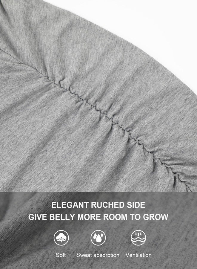 Liu & Qu Womens Maternity Tops Short Sleeve Round Neck Pregnancy Shirts 3 Packs - Image 3